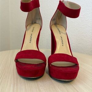 Chinese Laundry Vibrant Red Suede Heels